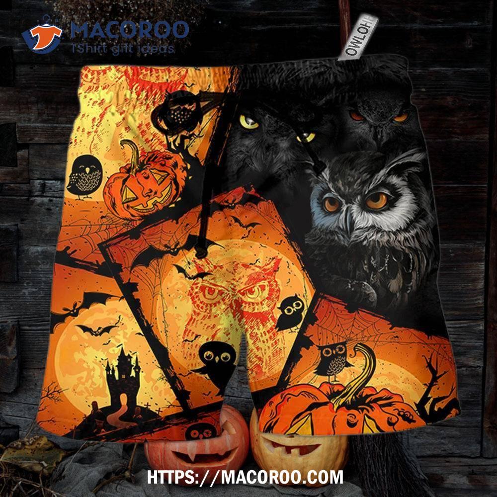 Halloween Owl Pumpkin Scary Hawaii Shorts Halloween Owl Pumpkin Scary Hawaii Shorts