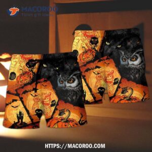 Halloween Owl Pumpkin Scary Hawaii Shorts 1 halloween owl pumpkin scary hawaii shorts 1
