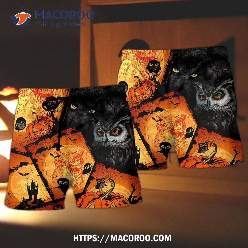 Halloween Owl Pumpkin Scary Hawaii Shorts Halloween Owl Pumpkin Scary Hawaii Shorts