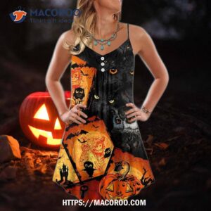 Halloween Owl Pumpkin Scary Summer Dress