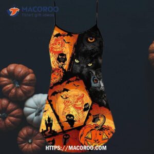 halloween owl pumpkin scary summer dress 4