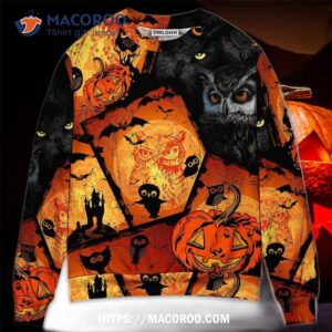 Halloween Owl Pumpkin Scary Sweater