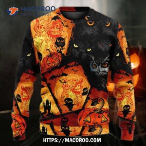 halloween owl pumpkin scary sweater ugly christmas sweaters 3