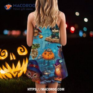 halloween owl witch sky night summer dress 2