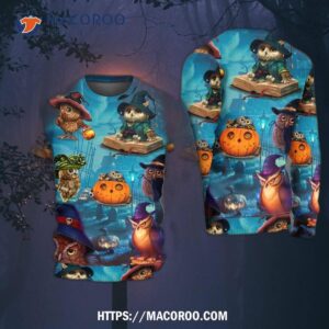halloween owl witch sky night sweater 5