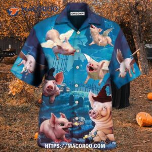 Halloween Pig Fly Pumpkin Scary Hawaiian Shirt