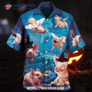 Halloween Pig Fly Pumpkin Scary Hawaiian Shirt