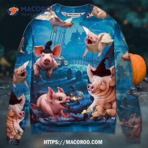 Halloween Pig Fly Pumpkin Scary Sweater