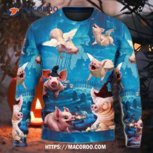 halloween pig fly pumpkin scary sweater ugly christmas sweaters 3