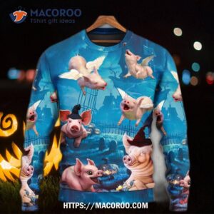 halloween pig fly pumpkin scary sweater ugly christmas sweaters 4