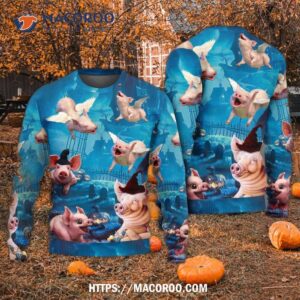 halloween pig fly pumpkin scary sweater ugly christmas sweaters 5