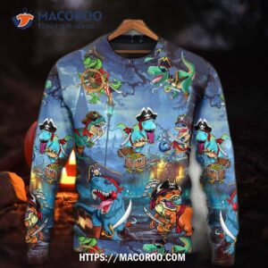 halloween pirate dinosaur scary sweater 4
