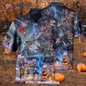 halloween pirate skeleton scary hawaiian shirt 2