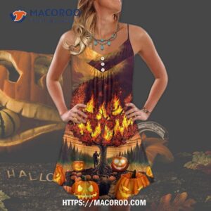 halloween pumpkin burning crazy style summer dress 1