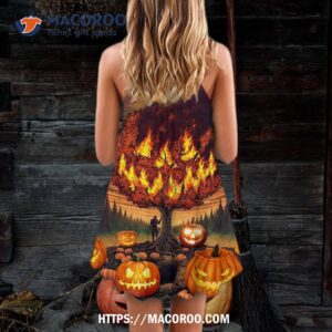 halloween pumpkin burning crazy style summer dress 2