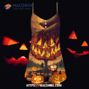 halloween pumpkin burning crazy style summer dress 3