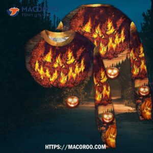 halloween pumpkin burning crazy ugly christmas sweaters 2