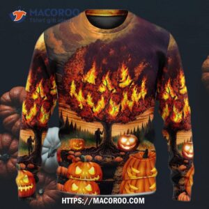 halloween pumpkin burning crazy ugly christmas sweaters 3