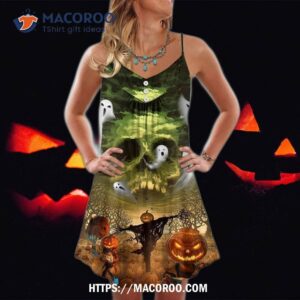 halloween pumpkin crazy ghost style summer dress 0