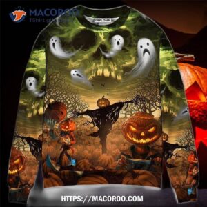 halloween pumpkin crazy ghost ugly christmas sweaters 0