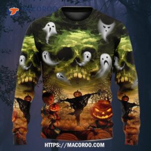 halloween pumpkin crazy ghost ugly christmas sweaters 3