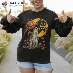 halloween pumpkin ghost autumn leaves graphic art shirt sweatshirt 1