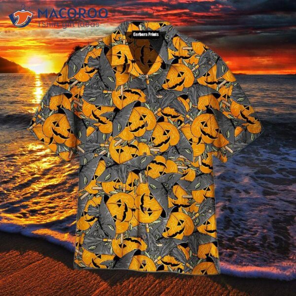 Halloween Pumpkin Patterned Hawaiian Shirts