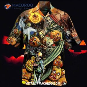 halloween pumpkin scary hawaiian shirt 2