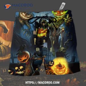 Halloween Pumpkin Scary Sky Night Hawaii Shorts