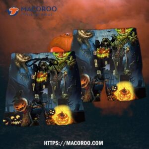 Halloween Pumpkin Scary Sky Night Hawaii Shorts