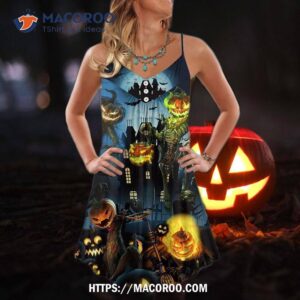 Halloween Pumpkin Scary Sky Night Summer Dress