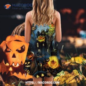 halloween pumpkin scary sky night summer dress 2