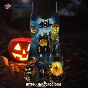 halloween pumpkin scary sky night summer dress 3
