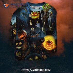 halloween pumpkin scary sky night sweater 1