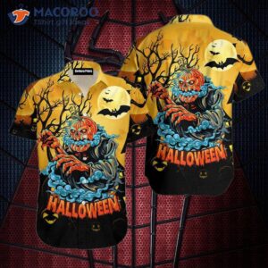 Halloween Pumpkin Skull Hawaiian Shirts