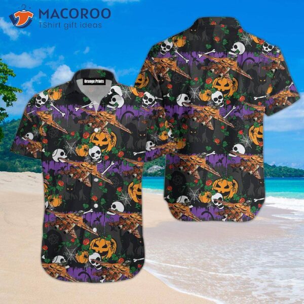 Halloween Pumpkin Skull Hawaiian Shirts