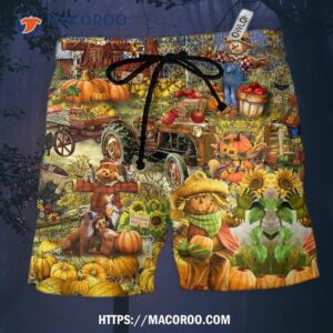 Halloween Pumpkin Smile Style Hawaii Shorts