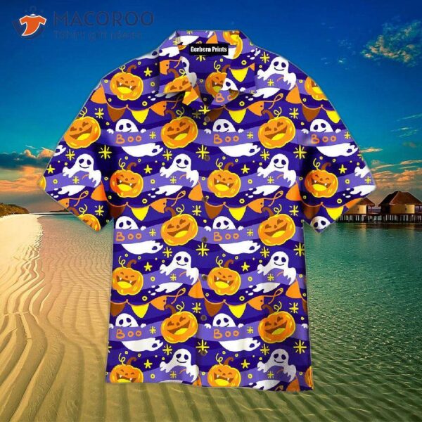 Halloween Pumpkins, Ghosts, And Purple Hawaiian Shirts Climbing