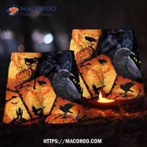 Halloween Raven Pumpkin Scary Hawaii Shorts