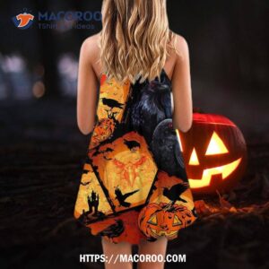 halloween raven pumpkin scary summer dress 2