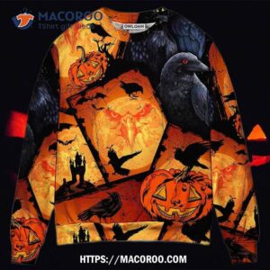 Halloween Raven Pumpkin Scary Sweater