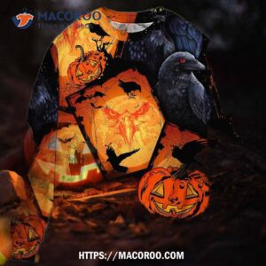 Halloween Raven Pumpkin Scary Sweater