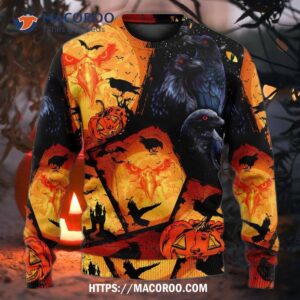 halloween raven pumpkin scary sweater ugly christmas sweaters 3