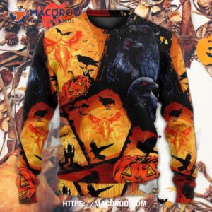 halloween raven pumpkin scary sweater ugly christmas sweaters 4