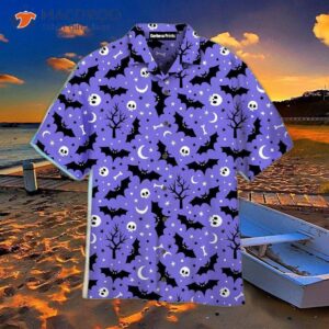 Halloween Scary Night Pattern Purple Hawaiian Shirts