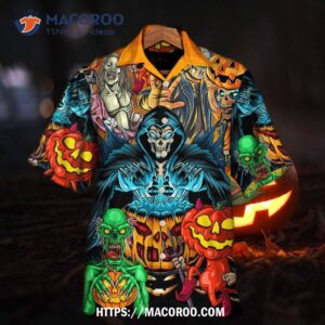 Halloween Scary Skull Pumpkin Horror Art Hawaiian Shirt
