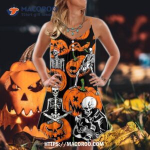 halloween skeleton pumpkin scary summer dress 0