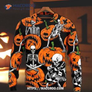 halloween skeleton pumpkin scary sweater 4
