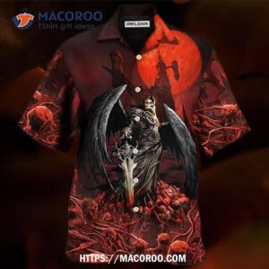 halloween skull dark blood night scary hawaiian shirt 0