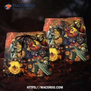 halloween skull dark pumpkin scary hawaii shorts 1